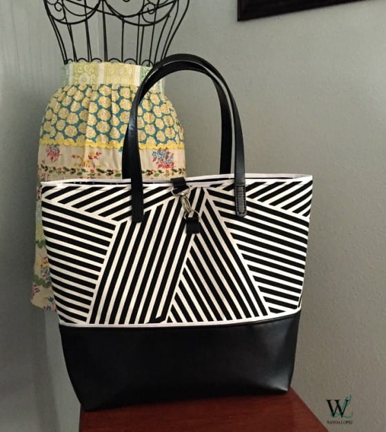 Black & White Canvas and Leather Tote / #WLdesigns