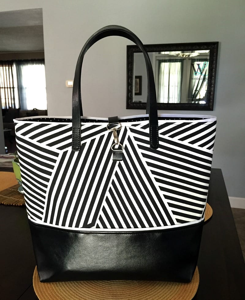 Black & White Canvas and Leather Tote