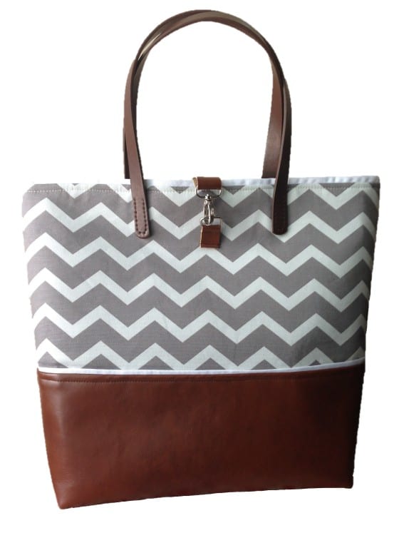 Chevron and Leather Tote Gray by Wanda Lopez Designs #trendystyle